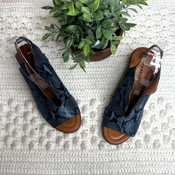 LUCKY BRAND Women's 6.5 Rhazy Bluestone Leather Snake Slingback Sandal Shoe NEW - Picture 11 of 16